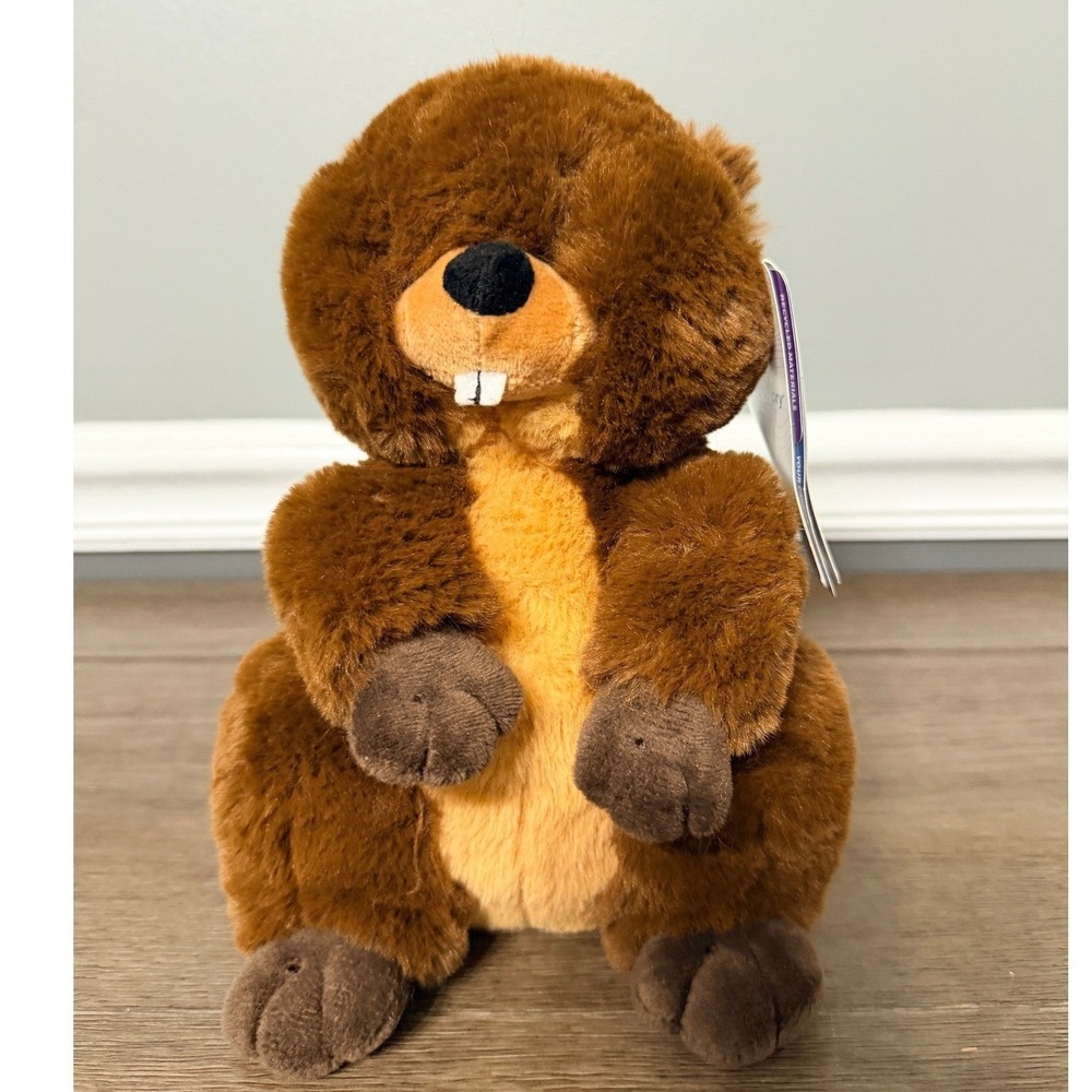 The Bear Factory Beaver Plush Recycled Materials Stuffed Animal Toy Brown 8" NWT